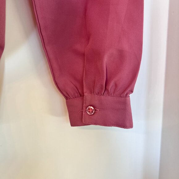 Vintage Pink Prime Time Long Sleeve Blouse with Neck Tie - Picture 11 of 11